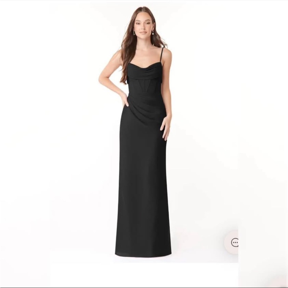 Azazie Mai Black Chiffon Maxi Dress